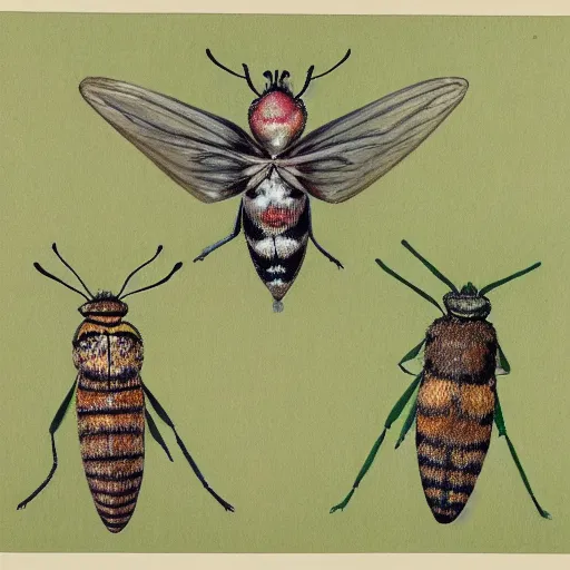 Prompt: wallpaper depicting six-spot burnet moths of different sizes over a soft green background, botanical drawing by Maria Sybilla Merian