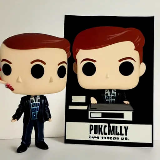 Image similar to individual funko pop, alan turing silk screen butcher billy style