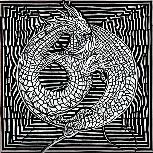 Image similar to “fire breathing dragon, geometric drawing”