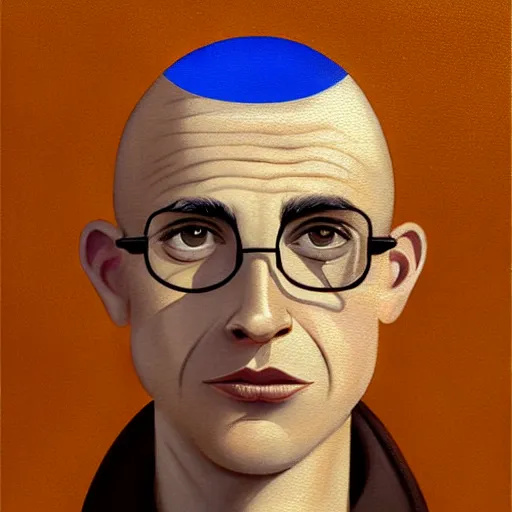 Prompt: 50 year old brunette man with very short hair, buzz cut, round circle face, round jaw, wide chin , romanian, silver small glasses, romanian heritage, brown eyes, brown eyes, olive skin, round round round nose, round chin, clean shaven wide wide wide face, thin lips, digital art, concept art, cgsociety, painterly, painting, 8k, illustration, painting, dramatic, beautiful, art by loish loish loish, cartoon, stylized painterly, trending on artstation, medium shot, uncropped