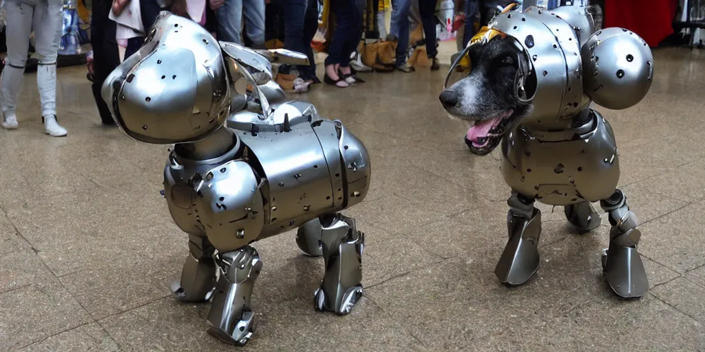 Prompt: robot dog in medieval armor