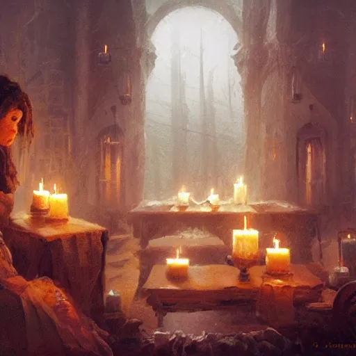 Image similar to concept art, candles, 8 k, by james gurney, greg rutkowski, john howe, artstation