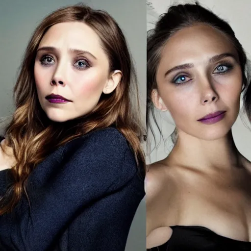 Prompt: elizabeth olsen mixed with gal godot