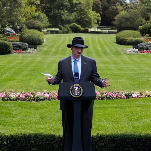 Image similar to Matt Drudge speaking in the Rose Garden. White House Photo.