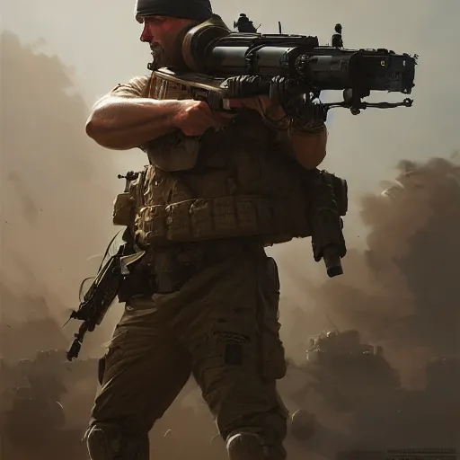 Image similar to heavy gunner,soldier,gear,digital art,ultra realistic,ultra detailed,art by greg rutkowski,photorealiatic,hyperdetailed,hyperrealistic,studio lighting,studio photography,professional photography,professional lighting,detailed face,3 point lighting,4k