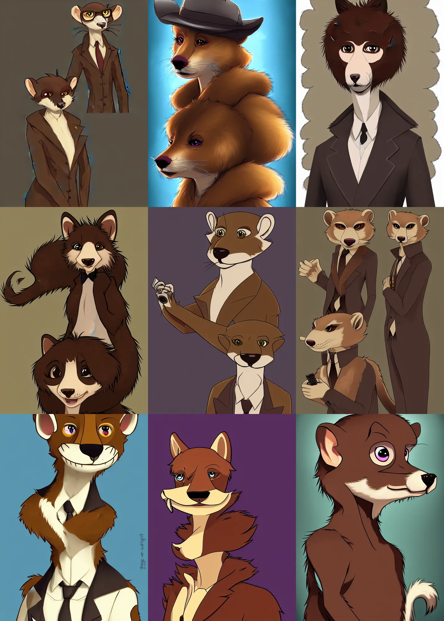 Prompt: furry - weasel - detective - fursona uhd ue 5 visual novel pc game expression portrait art