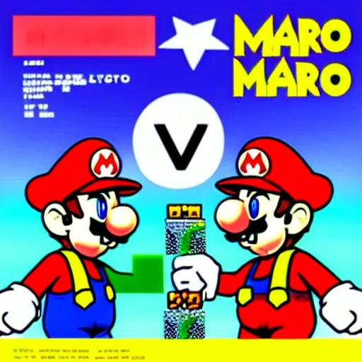 Prompt: bootleg super mario on a vaporwave album cover