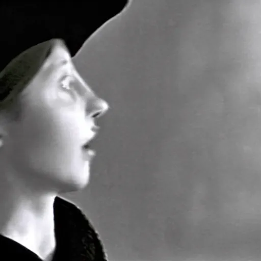 Image similar to still from a masterpiece 1 9 6 0 s french art film, very beautiful and elegant girl in beret with large eyebrows sits in the far background with an angry expression, moody lighting, viewed from afar, cinematic shot, the camera is focused on her conversation with a man, color film
