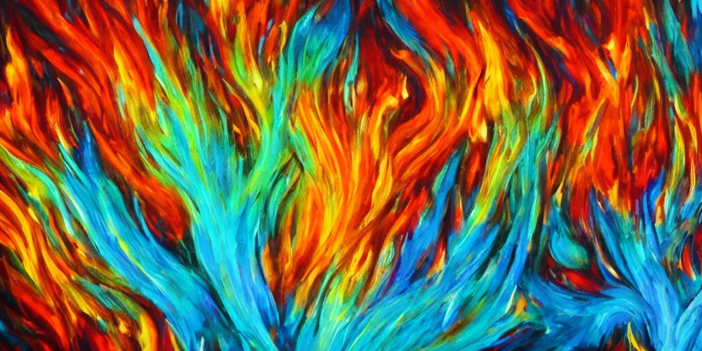 Prompt: detailed painting of fire from water