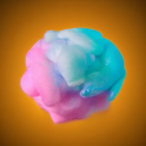 Image similar to cotton Candy grenade, centered, product shot, airy, iridescent lighting, gradient background