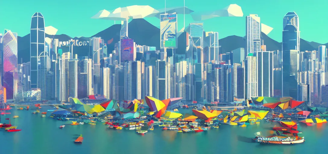 Prompt: low poly hong kong, vibrant colors, 8 k photorealistic, hd, high details, trending on artstation