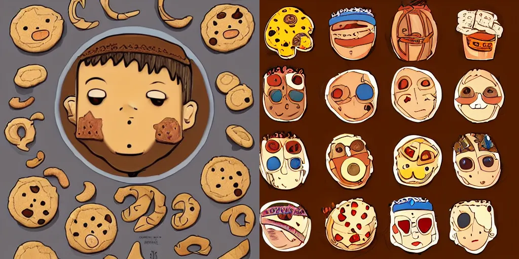 Prompt: cookie generator, cartoon sketch, childrens book illustration, featured on artstation