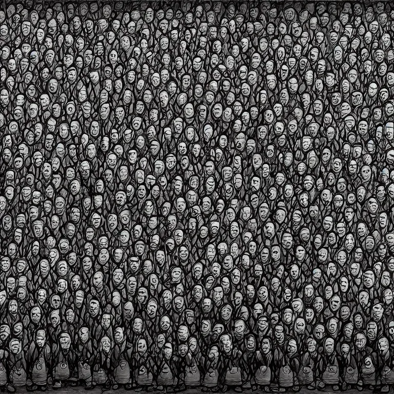 Image similar to rich evans sitting on a throne surrounded by lots of saluting soldiers by wayne barlow, stanley donwood, anton semenov, zdzislaw bekinski, 8 k, fantasy, dark