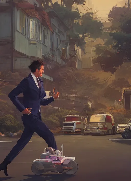 Image similar to highly detailed image of joe biden running to an ice cream truck, in gta v, stephen bliss, unreal engine, fantasy art by greg rutkowski, loish, rhads, ferdinand knab, makoto shinkai and lois van baarle, ilya kuvshinov, rossdraws, tom bagshaw, global illumination, radiant light, detailed and intricate environment