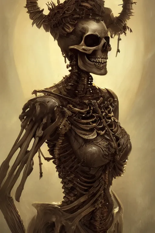 Prompt: Portrait of an anthropomorphic skeleton-woman warrior necromancer, cinematic lighting, hyper-detailed, cgsociety, 8k, high resolution, in the style of Charlie Bowater, Tom Bagshaw, Alexis Franklin, Elena Masci, Pawel Rebisz