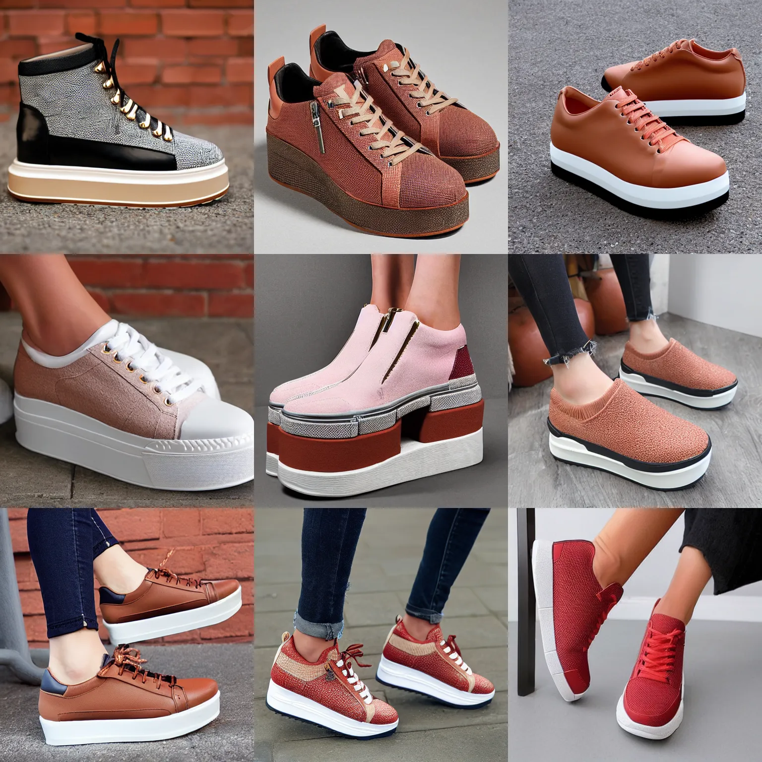 Prompt: Platform sneakers made out of brick