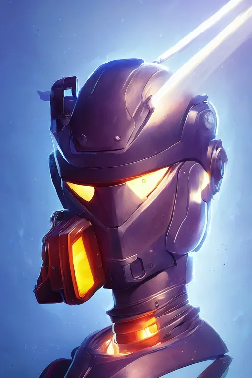 Image similar to epic mask helmet robot ninja portrait stylized as fornite style game design fanart by concept artist gervasio canda, behance hd by jesper ejsing, by rhads, makoto shinkai and lois van baarle, ilya kuvshinov, rossdraws global illumination radiating a glowing aura global illumination ray tracing hdr render in unreal engine 5