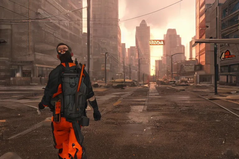 Image similar to Gordon Freeman Beta City 17 on half-life 2 beta ,first person view, Gordon Freeman carrying weapons, rendered in octane, CryEngine, hype realistic, digital art, Artstation, Lovecraftian