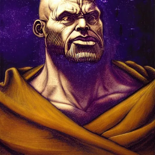 Image similar to thanos, a painting by leonardo da vinci, pixabay contest winner, academic art, da vinci, detailed painting, artwork