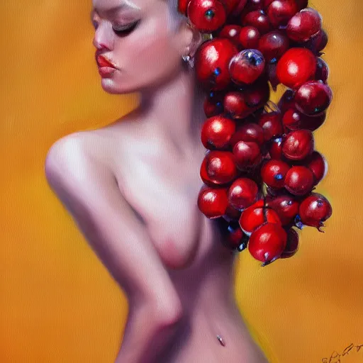 Image similar to fruit fashion, gucci catwalk, oil painting, digital art, ultradetailed, artstation