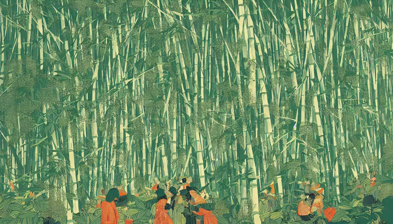 Image similar to bamboo forest by victo ngai