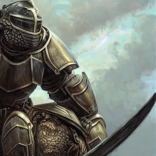 Prompt: snapping turtle as a realistic fantasy knight, closeup portrait art by donato giancola and greg rutkowski, realistic face, digital art, trending on artstation, symmetry!!, no helmet