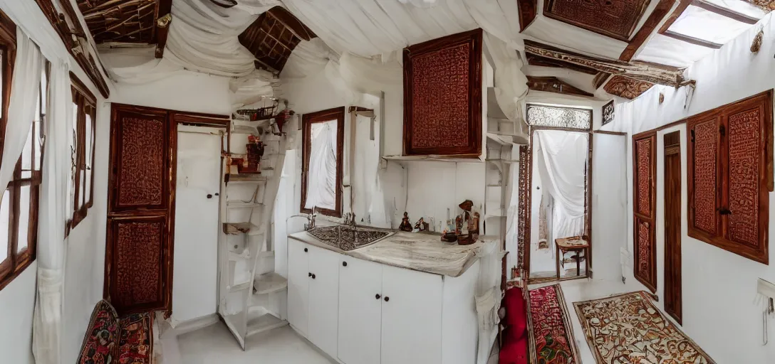 Image similar to mughal - style white ivory tiny home on trailer in agra, india