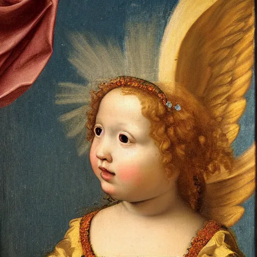 Image similar to Renaissance painting portrait of a cherub