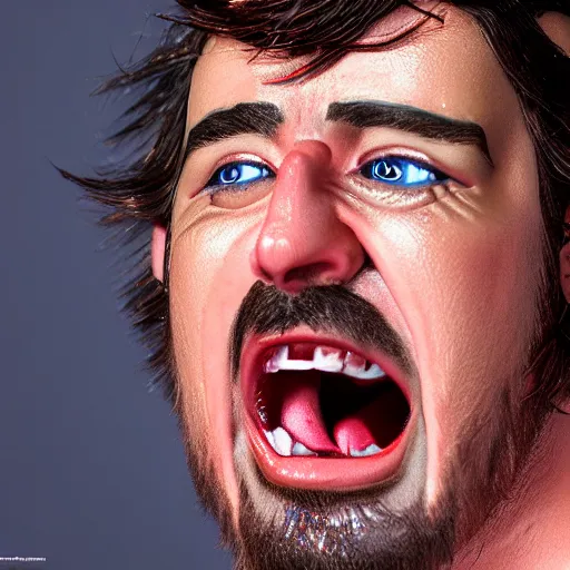 Prompt: wax figure of fernando alonso, screaming,, realism, 4 k, award winning photograph octane render, award winning photograph