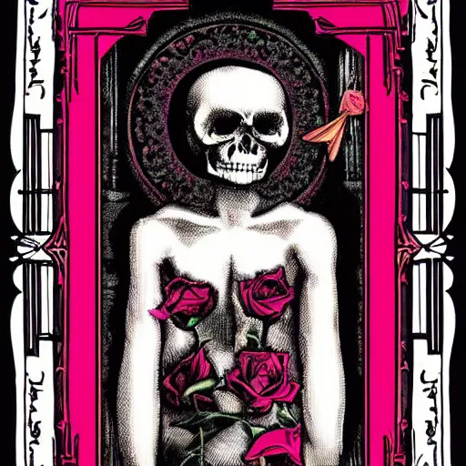 Image similar to the death tarot card, sacred rose