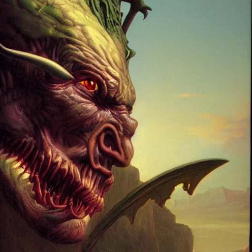 Image similar to an orc, portrait, by thomas cole and wayne barlowe,