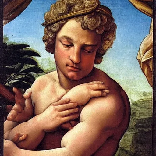 Image similar to benjamin netanyahu as cupid, baroque, rococo, by raphael and botticelli