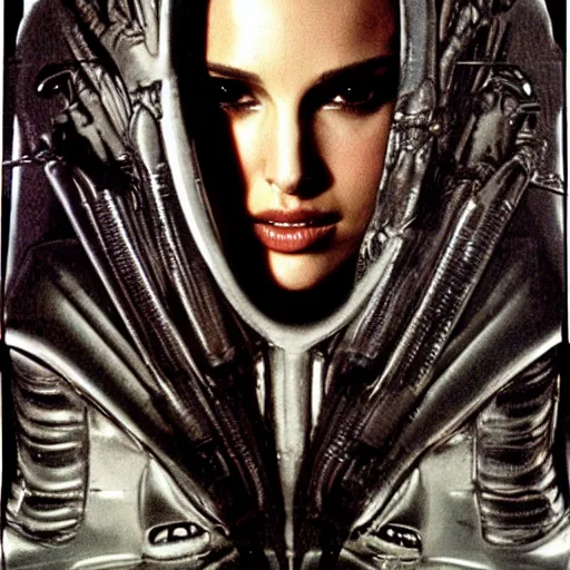 Image similar to natalie portman by h. r. giger