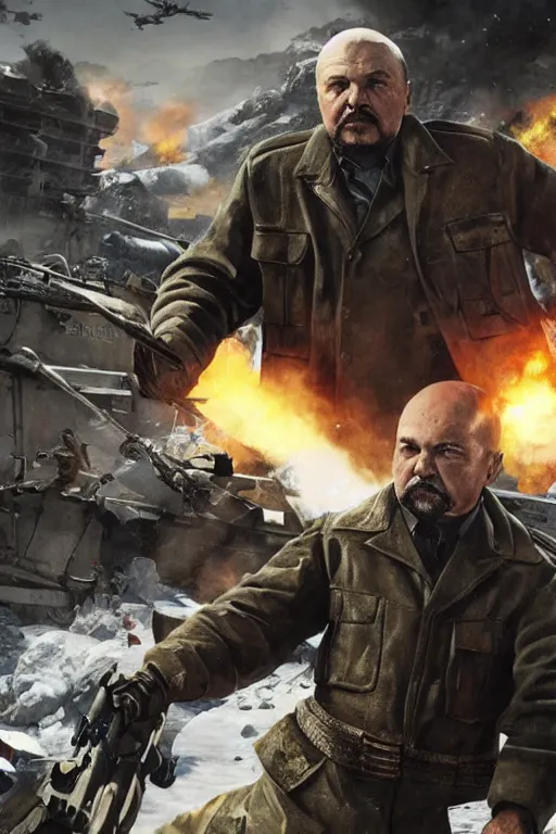 Image similar to lenin in call of duty warzone, poster, detailed