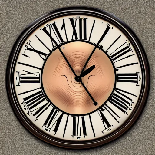 Prompt: photo of a clock with human features