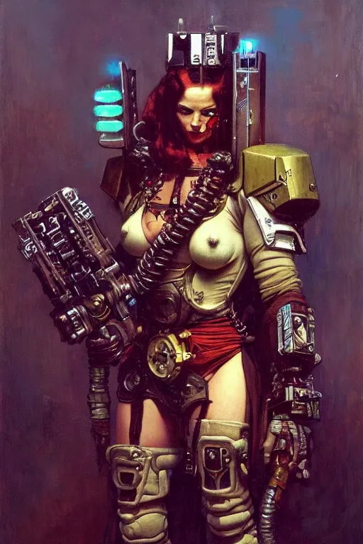 Image similar to full character portrait max mad cyberpunk warhammer 4 0 k, medic sapper not the pietra character design, painting by gaston bussiere, katsuya terada, wyeth, greg rutkowski, craig mullins, ( ( ( ( ( vermeer ) ) ) ) ), frank frazetta, mucha, tom of finland, trending on artstation