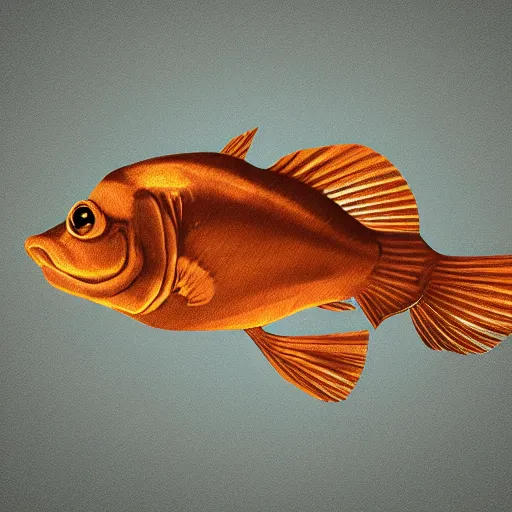 Image similar to steampunk goldfish, hyperrealistic drawing, raytraced