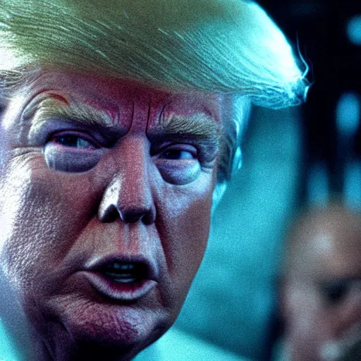 Image similar to donald trump in alien, movie scene, 8 k,