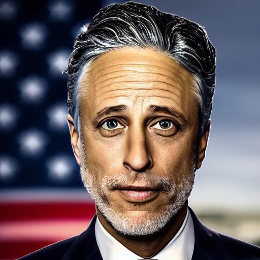 Image similar to Jon Stewart as President of the United States, photo, 8K