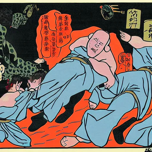 Prompt: Jonah Hill neverending torture. Jigoku Zoshi, by Shōsai 松斎