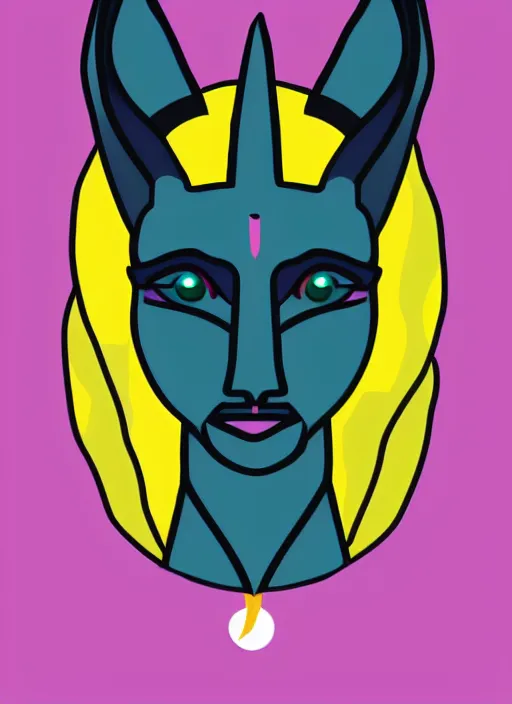 Prompt: a cute anubis god, digital art, iconic icon, 2 d vector logo, cartoon