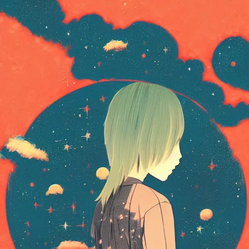 Image similar to a music disc by inio asano, aya takano color style, 4 k, super detailed, night sky, digital art, digital painting, celestial, majestic, colorful