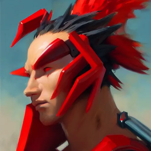 Image similar to Greg Manchess portrait painting of Red XVIII Nanaki from FFVII as Overwatch character, medium shot, asymmetrical, profile picture, Organic Painting, sunny day, Matte Painting, bold shapes, hard edges, street art, trending on artstation, by Huang Guangjian and Gil Elvgren and Sachin Teng