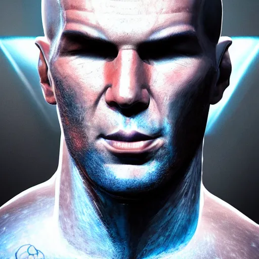 Image similar to zinedine zidane portrait, marvel super hero, armor, warrior, epic, sharp focus, fiction, neon, fantasy, hyper detailed, digital art, trending in artstation, cinematic lighting, studio quality, smooth render, unreal engine 5 rendered, octane rendered