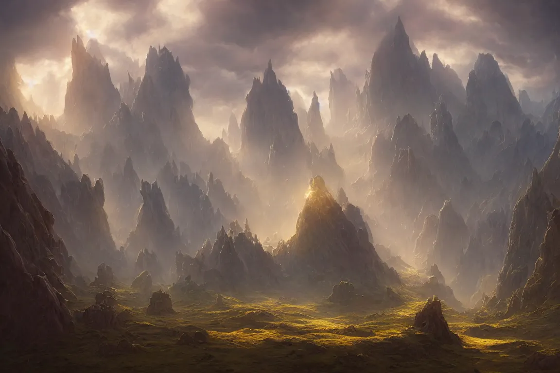 Prompt: ethereal otherworldly landscape concept art by christophe vacher, john howe, filip hodas, mike winkelmann, jessica rossier, andreas rocha, bruce pennington