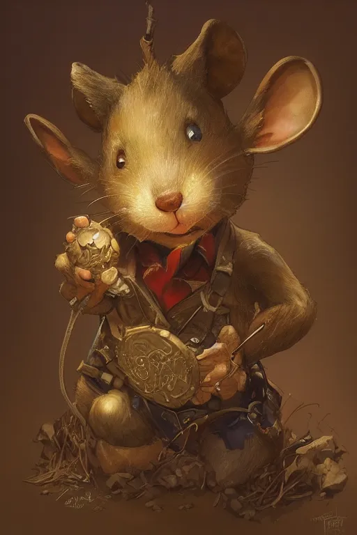 Image similar to portrait of the mousefolk smiter wearing pantellerite signet by artgerm and Craig Mullins, James Jean, Andrey Ryabovichev, Mark Simonetti and Peter Morbacher 16k