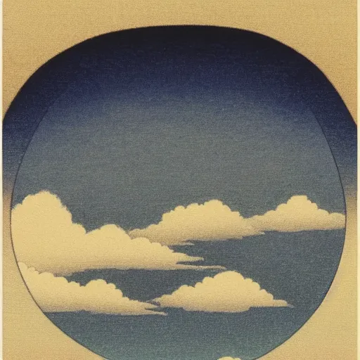 Prompt: earth,surrounded by clouds,Hasui Kawase