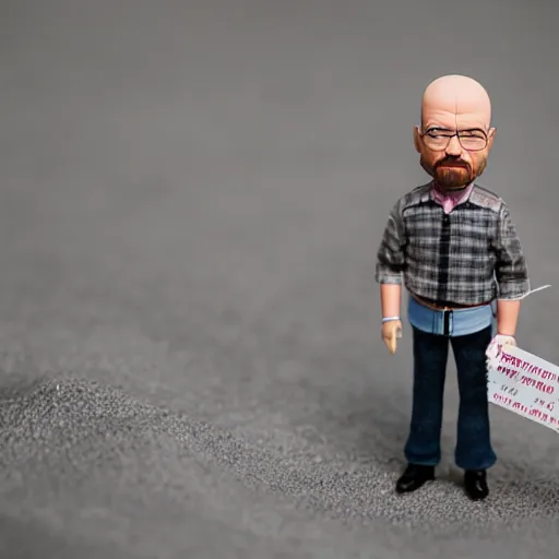 Image similar to walter white as a barbie doll, toy, photography, depth of field,