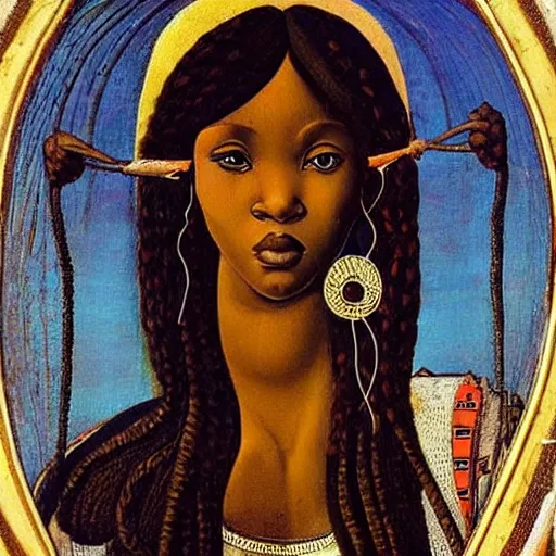 Image similar to Botticelli Black African goddess