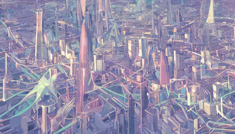 Prompt: a close up of london by makoto shinkai, beeple and james jean, aya takano color style, 4 k, super detailed, modern, 4 k, symmetrical